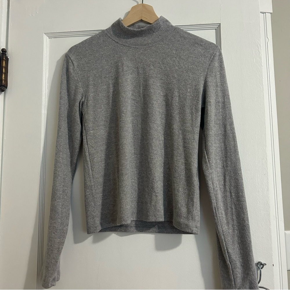 Zara Gray Long Sleeve High Collar Shirt
